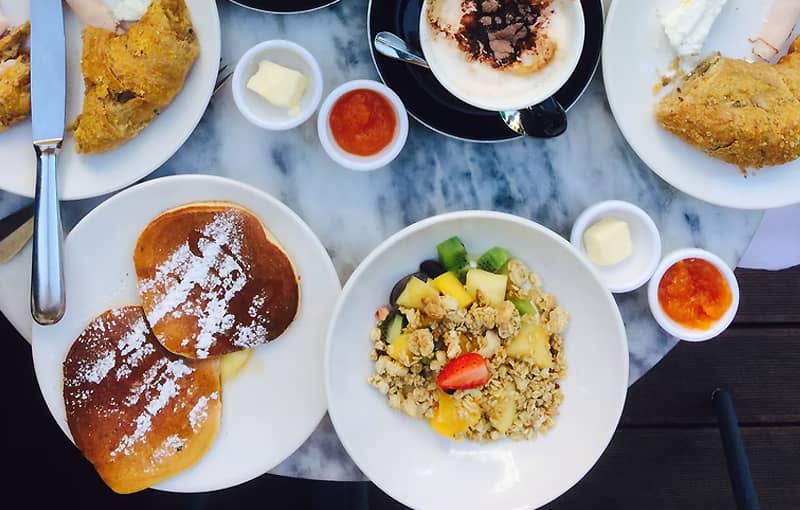 Table of food at The Cottage Inn Table of food at The Cottage Inn